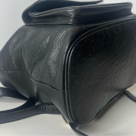 Mcm Black Calf Pebbled Leather Multi Gold Studded Flap Drawstring Backpack🖤 - Picture 7 of 16